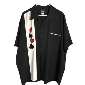 Be Retro Mens Casino Poker Bowling Shirt Size 2XL Black Short Sleeve Party Club